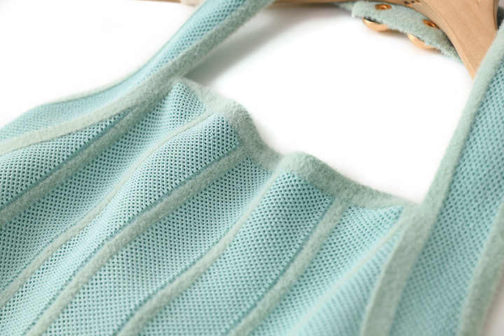 Green Knit Halter Neck Flared A-Line Dress
