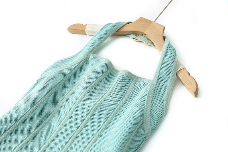 Green Knit Halter Neck Flared Dress