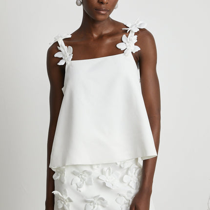 Greta White Floral Embellished Skirt Top Set