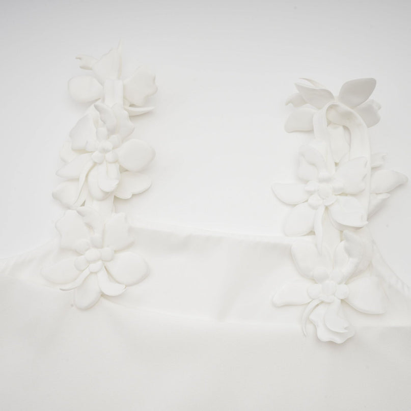 Greta White Floral Embellished Skirt Top Set