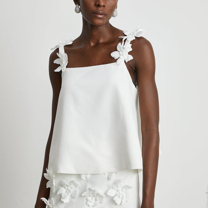 Greta White Floral Embellished Skirt Top Set