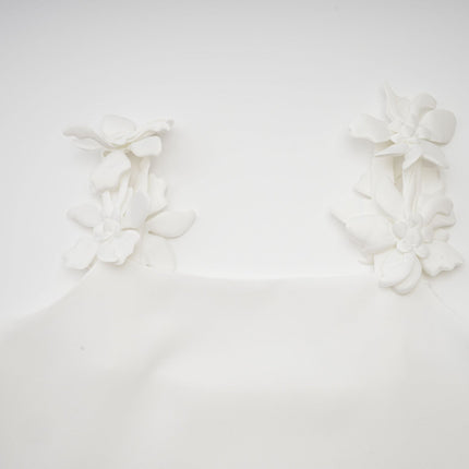Greta White Floral Embellished Skirt Top Set