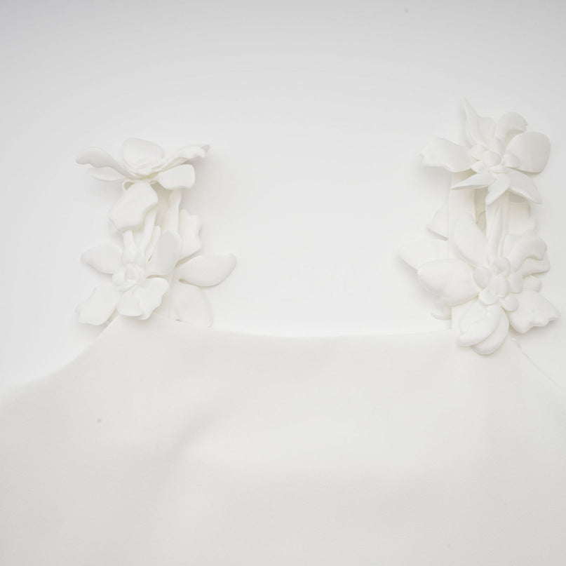 Greta White Floral Embellished Skirt Top Set