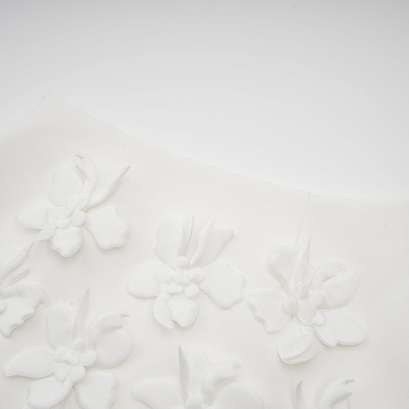 Greta White Floral Embellished Skirt Top Set