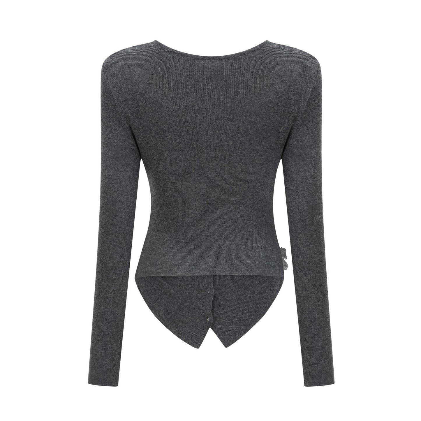 Grey cardigan with sequined butterfly design named Anastasie