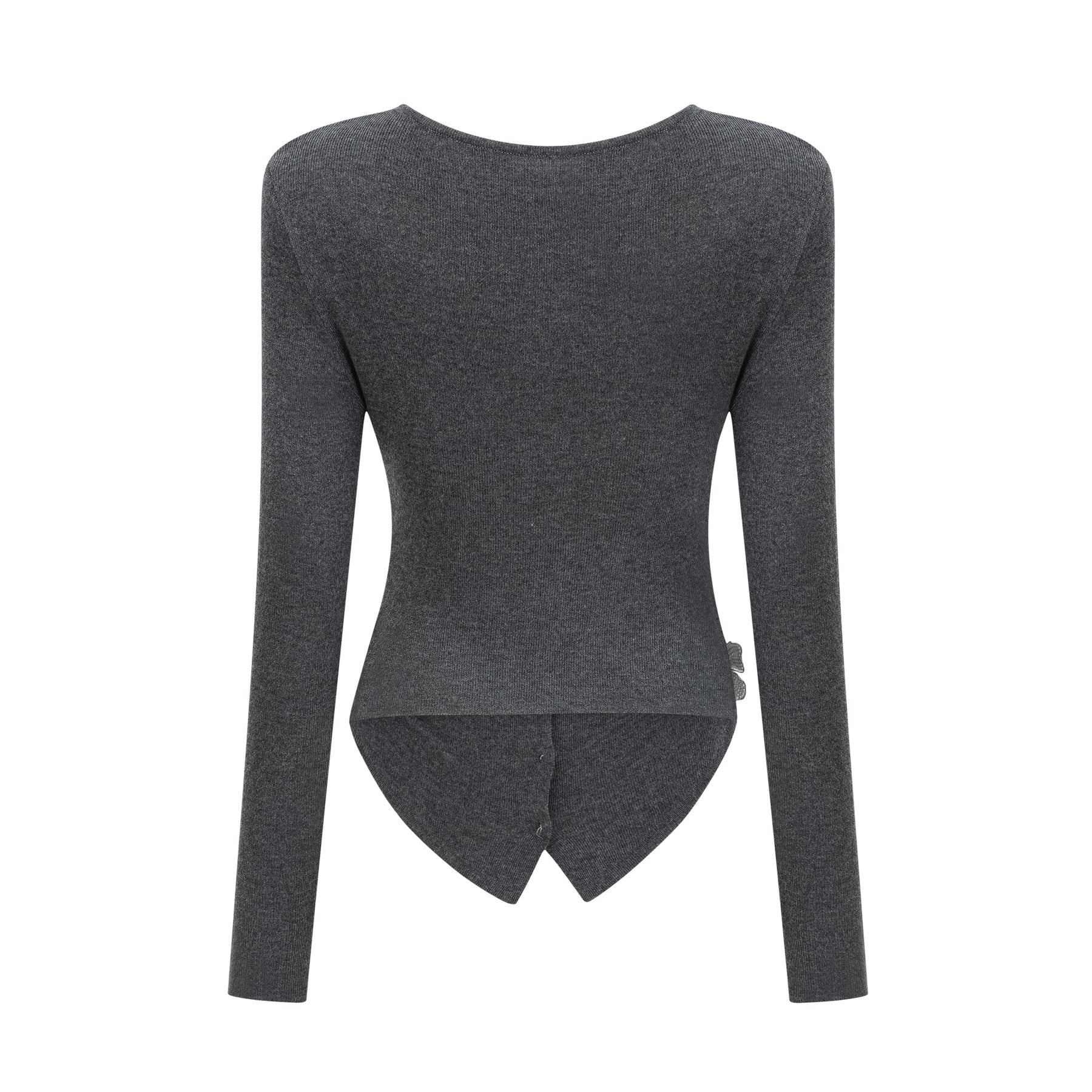 Grey cardigan with sequined butterfly design named Anastasie