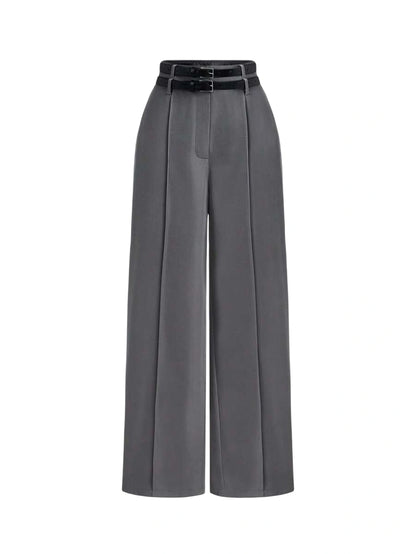 Grey Elegant Trousers With Double Waistband Design Casual Trousers Going Out Trousers Back To