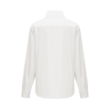 Guenda White Cotton Shirt with Pointed Collar and Buttoned Cuffs