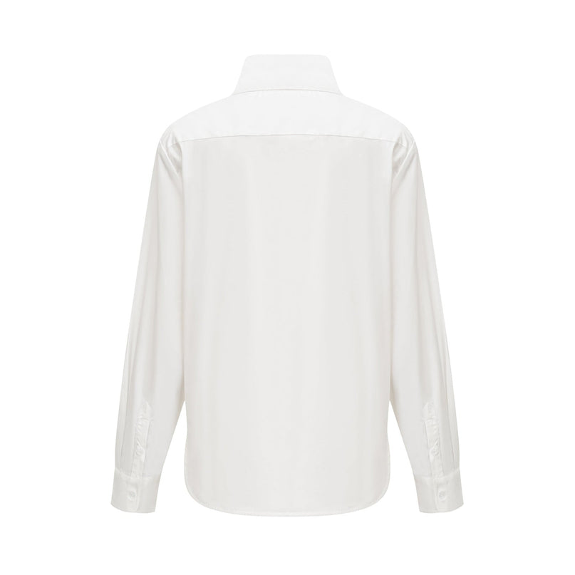 Guenda White Cotton Shirt with Pointed Collar and Buttoned Cuffs