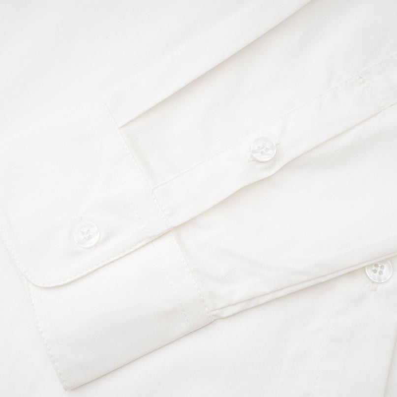 Guenda White Cotton Shirt with Pointed Collar and Buttoned Cuffs