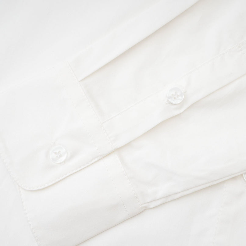 Guenda White Cotton Shirt with Pointed Collar and Buttoned Cuffs