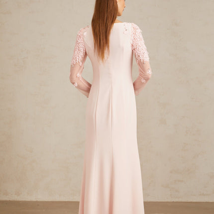 Gunell Pink Flared Embellished Maxi Gown in Pink color