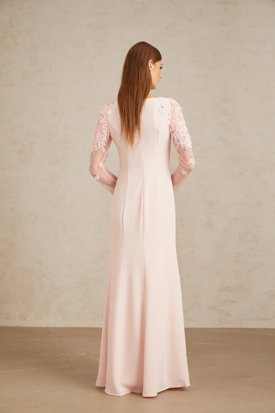 Gunell Pink Flared Embellished Maxi Gown in Pink color