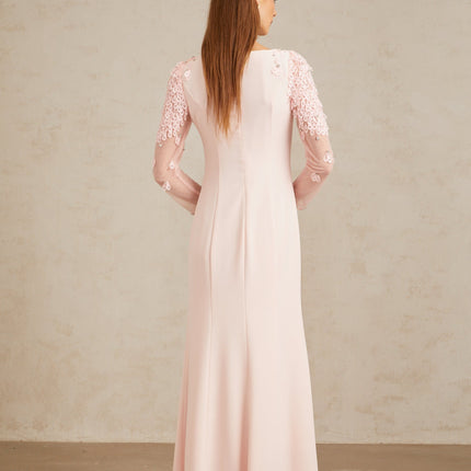 Gunnel Pink Flared Embellished Maxi Gown