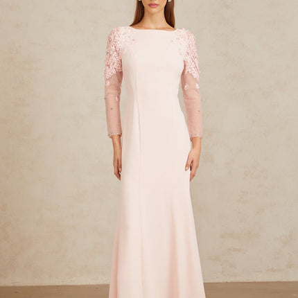 Gunnel Pink Flared Embellished Maxi Gown in Pink color