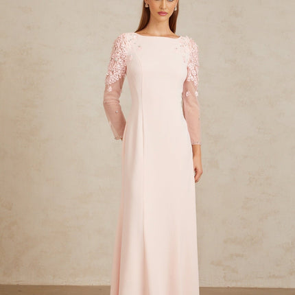 Gunnel Pink Flared Embellished Maxi Gown in Pink color