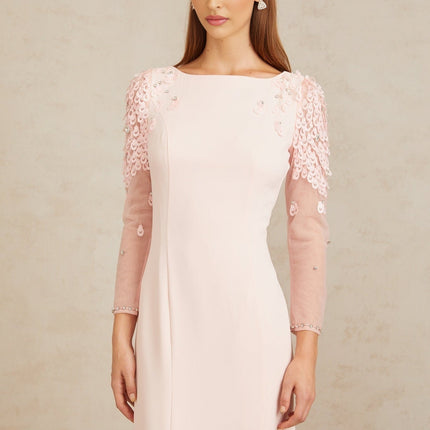 Gunnel Pink Flared Embellished Maxi Gown in Pink color