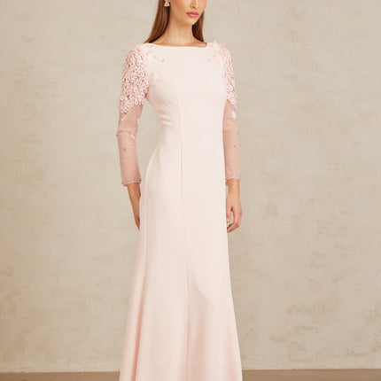 Gunnel Pink Flared Embellished Maxi Gown in Pink color