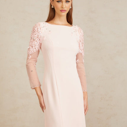 Gunnel Pink Flared Embellished Maxi Gown in Pink color