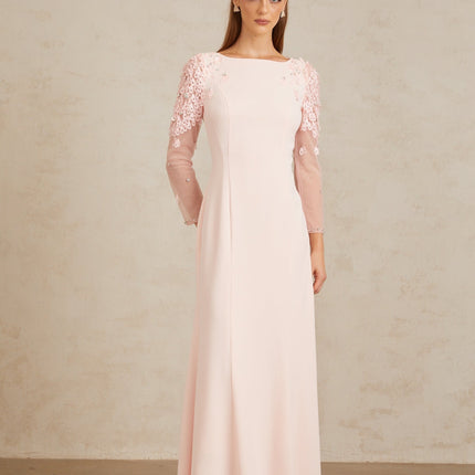 Gunnel Pink Flared Embellished Maxi Gown