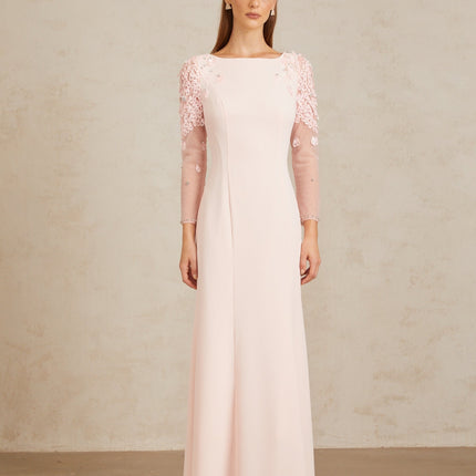 Gunnel Pink Flared Embellished Maxi Gown