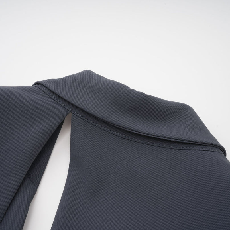 Hailey Grey Jacket with Asymmetric Cut-Out and Curve Design