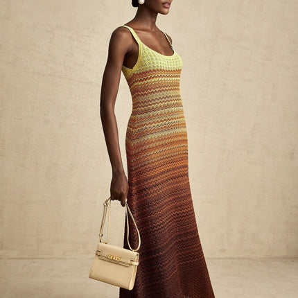 Haley Brown Gradient Knit Maxi Dress
