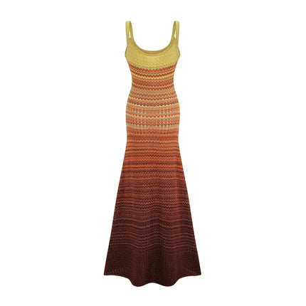 Haley Brown Gradient Knit Maxi Dress