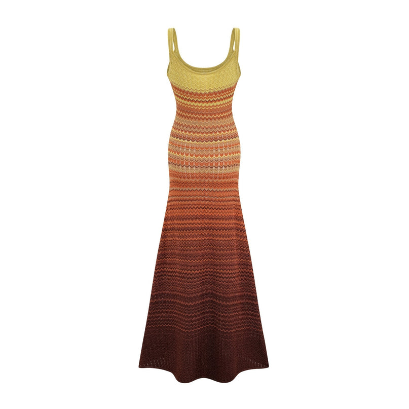 Haley Brown Gradient Knit Maxi Dress