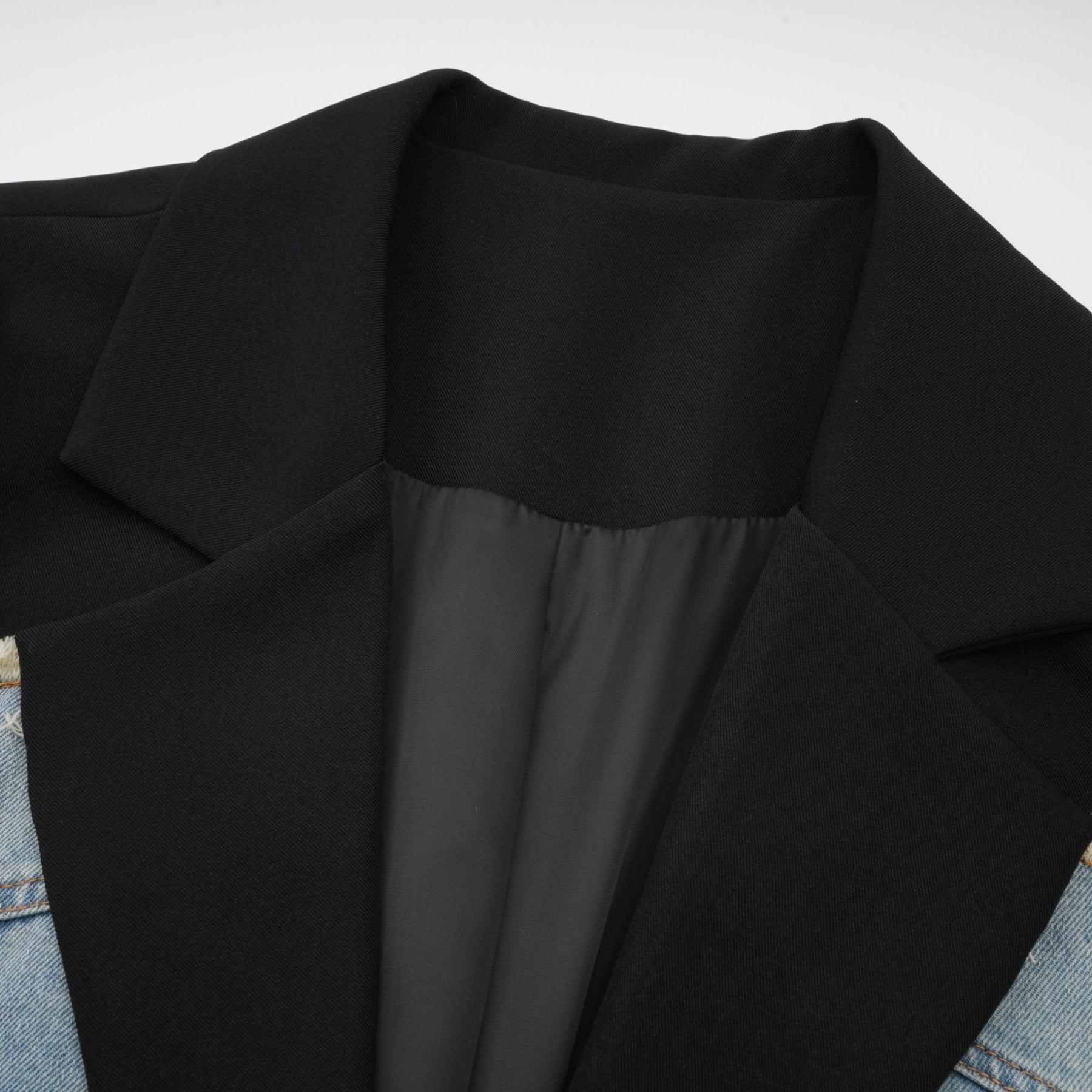 Halley black denimpanel ripped blazer