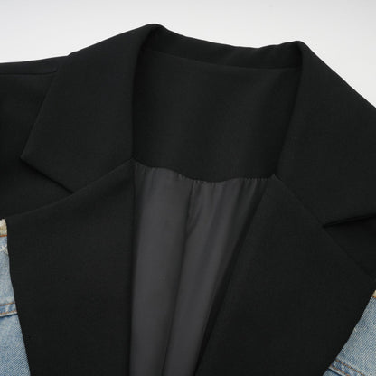 Halley black denimpanel ripped blazer