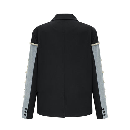Halley black denimpanel ripped blazer