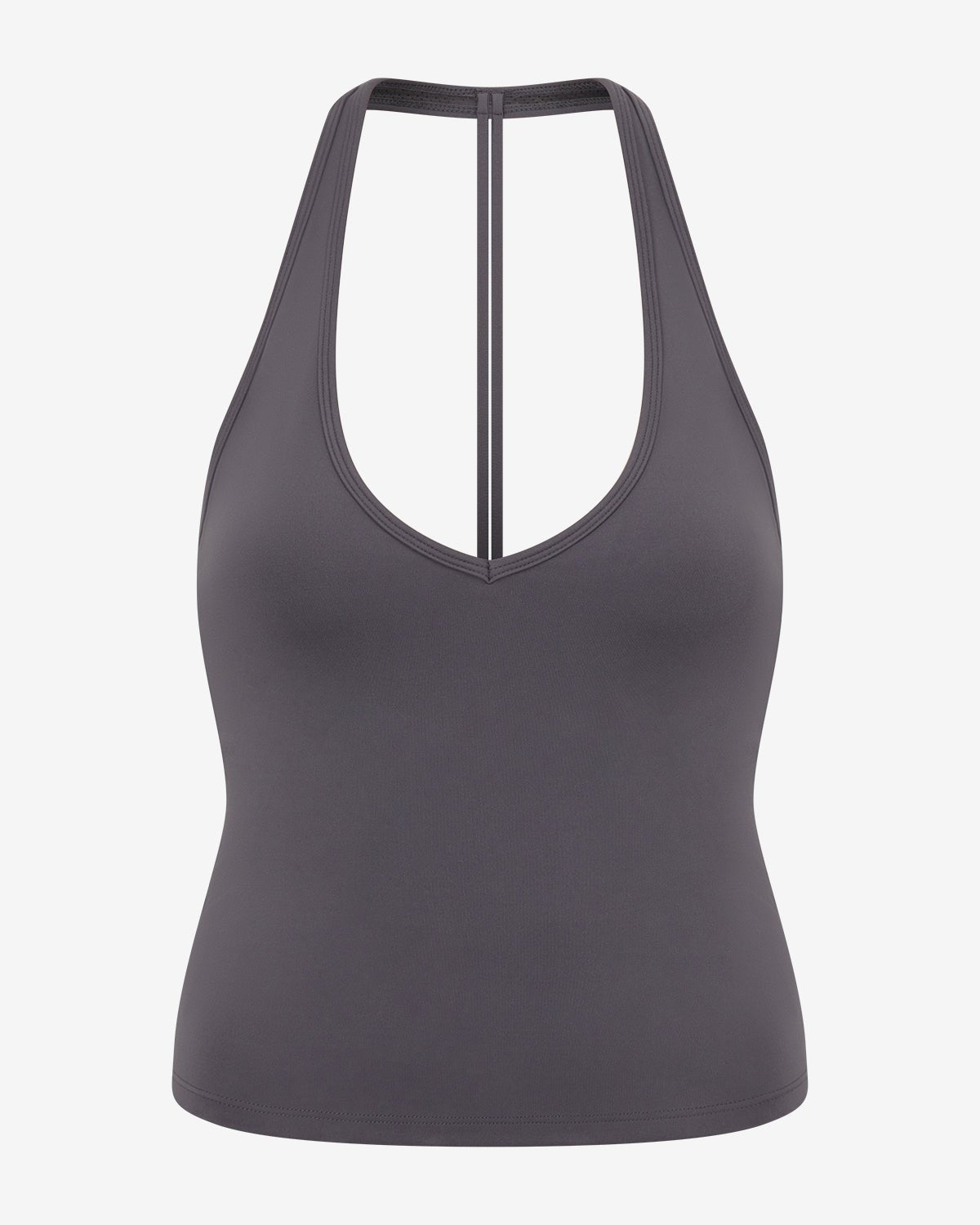 Halter neck sleeveless top with form - fitting design - Charcoal