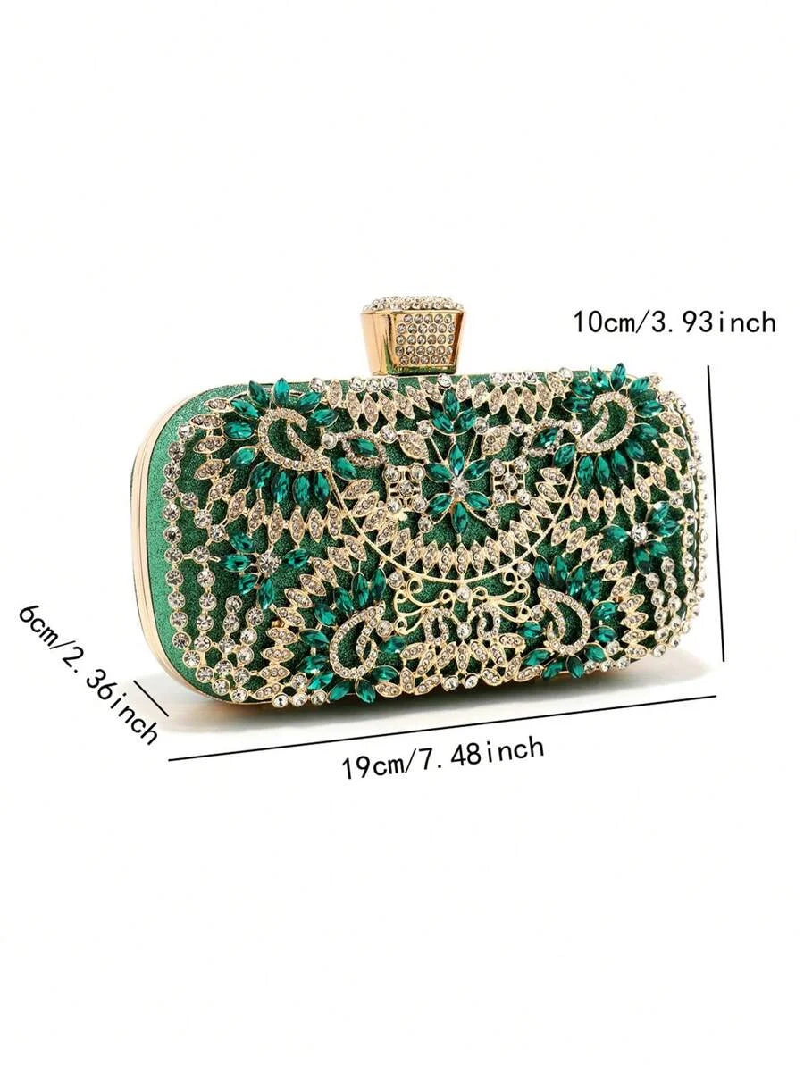 Handbag With Metal Handle Diamond Evening Clutch Bag Women Wedding Golden Clutch Purse Chain