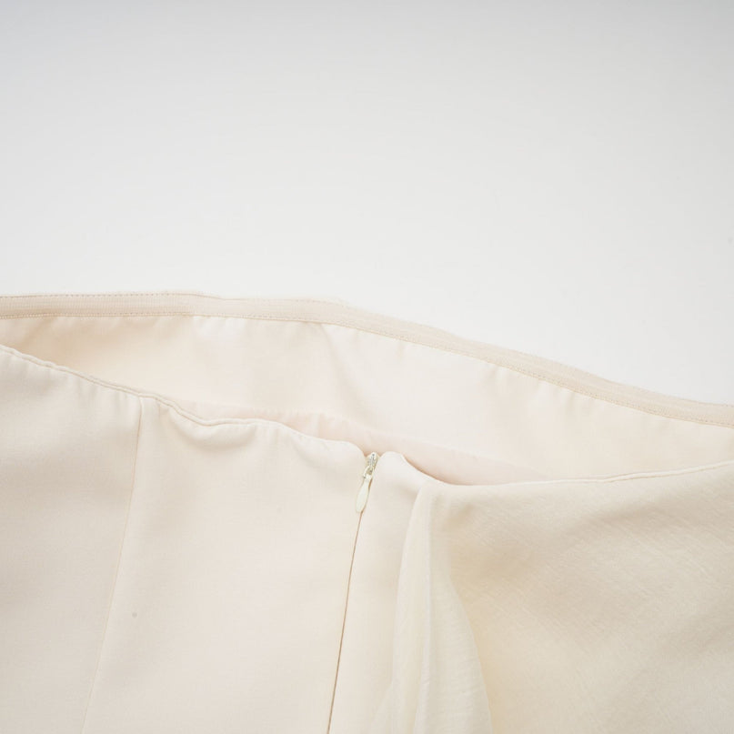 Hanna Neutrals Off-the-Shoulder Mini Dress Sleeveless Cinched Waist Ribbon Detail Flared Skirt Rear Zip Luxury Terylene Fiber Thigh-Length
