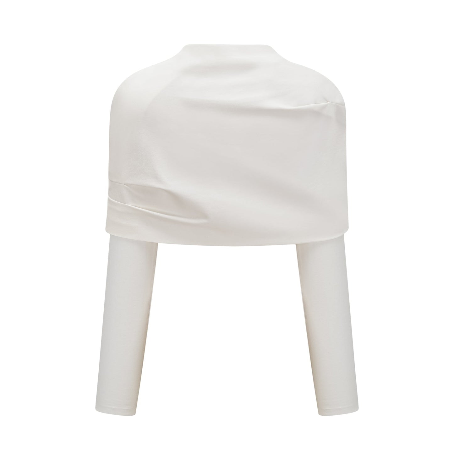 Hanna white cropped top with ruched detailing on a plain background