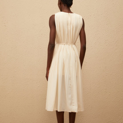 Hannah Neutrals Sleeveless Tied Waist Midi Dress