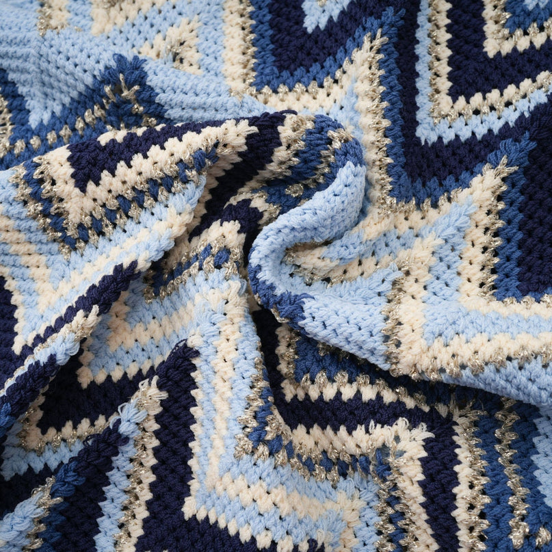 Harmony Blue Zigzag Woven Pointelle Knit Top and Trousers Set