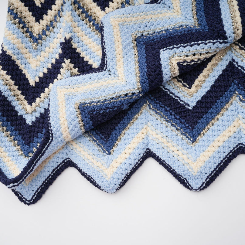 Harmony Blue Zigzag Woven Pointelle Knit Top Trousers Set