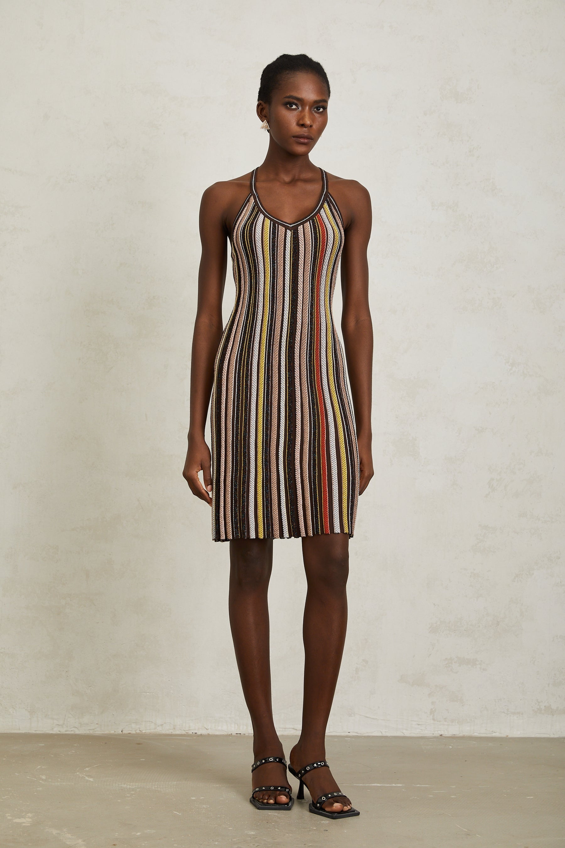 Harper Brown Striped Knit Mini Dress