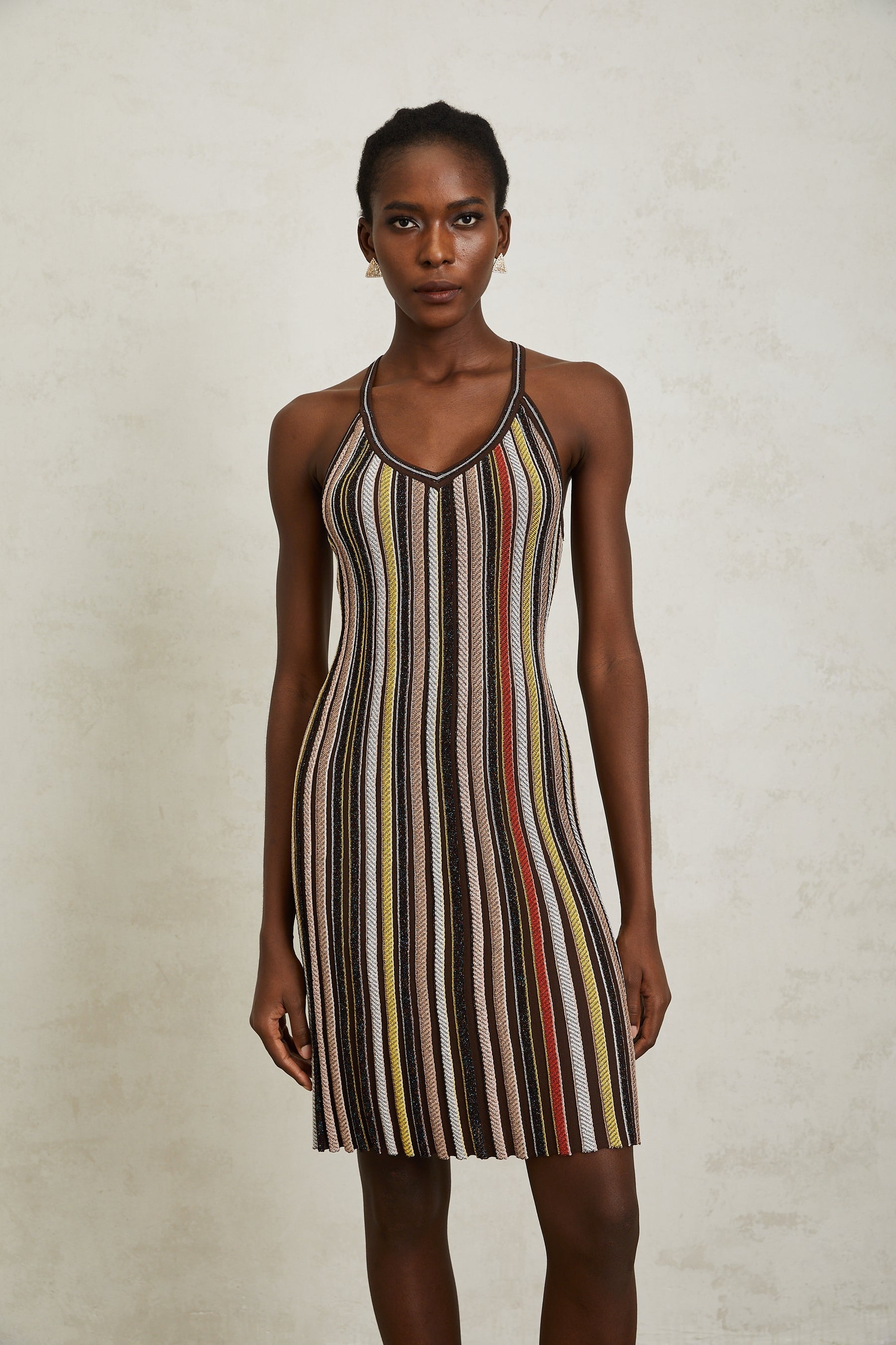 Harper Brown Striped Knit Mini Dress