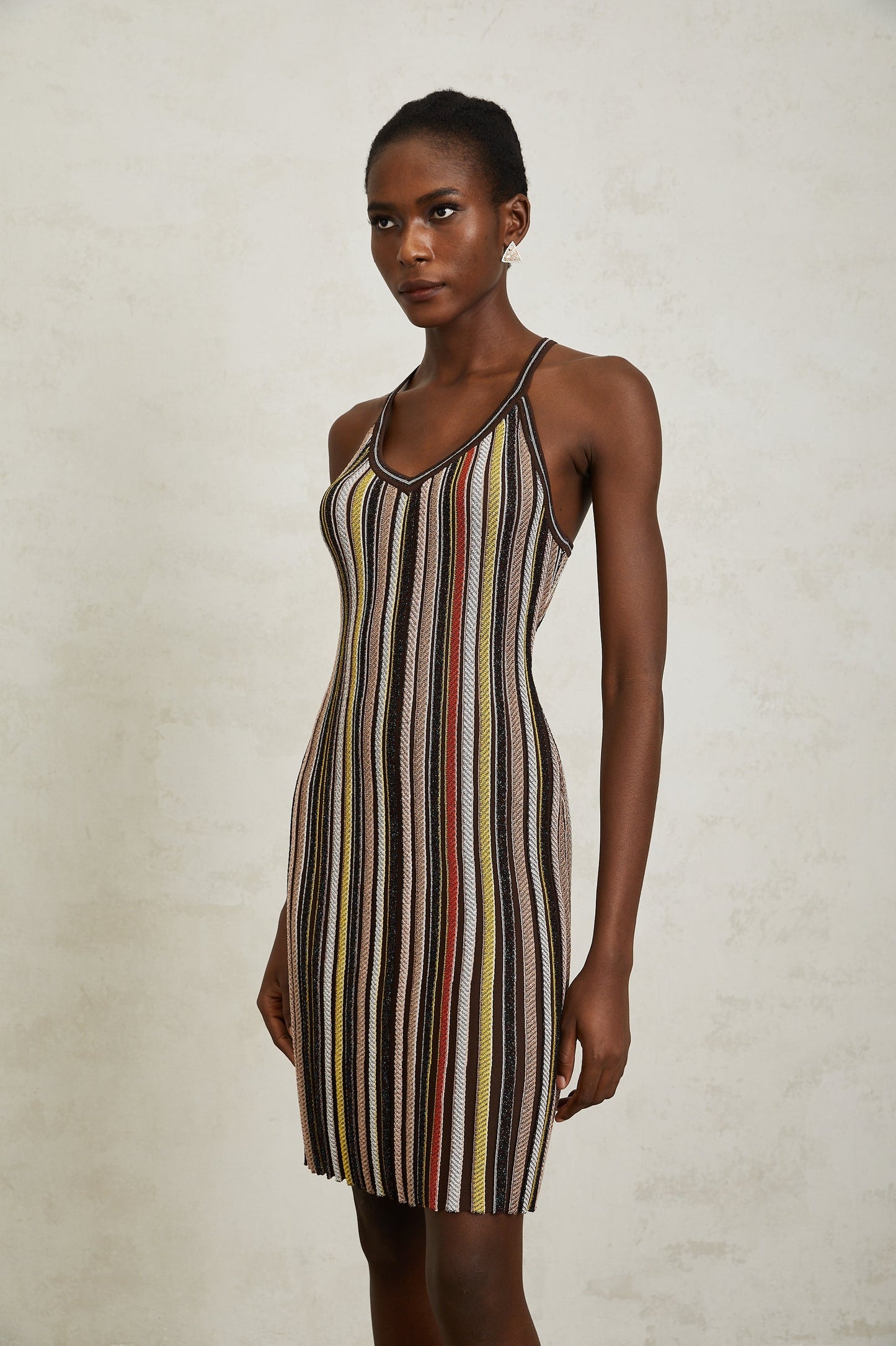 Harper Brown Striped Knit Mini Dress