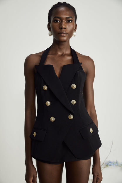 Harper tailored doublebreasted halterneck top