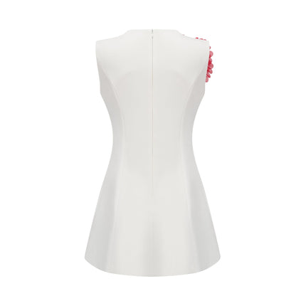 Hazel White Sleeveless Mini Dress with 3D Petal Detailing
