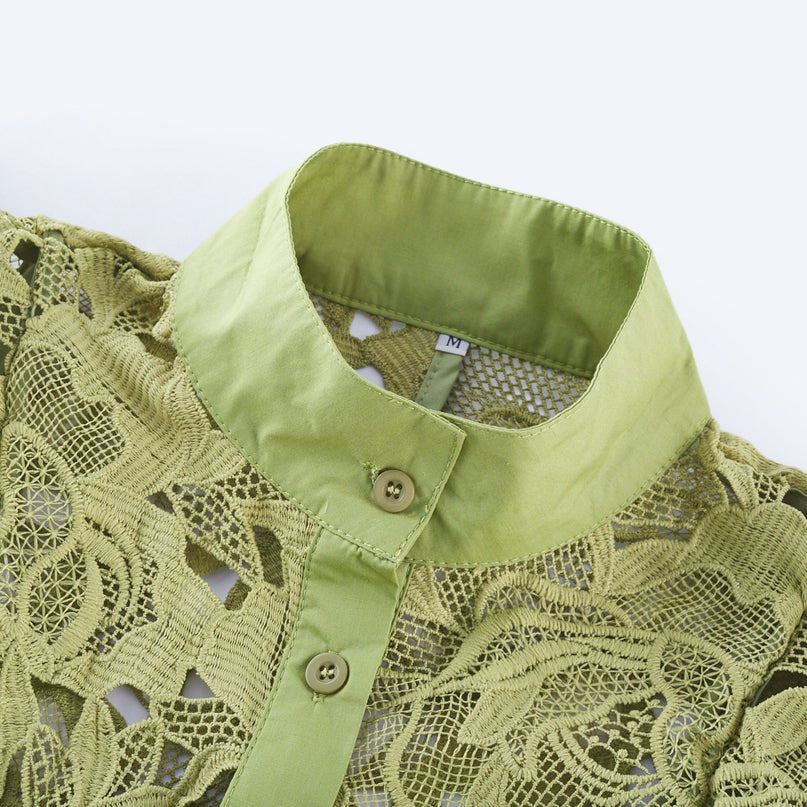 Heaven Green Floral Embroidered Midi Dress