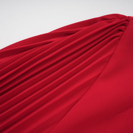 Heaven Red Maxi Dress with Asymmetric Neckline and High Slit