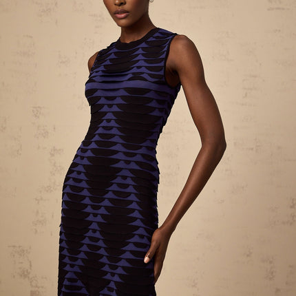 Helena Black Blue Flare Hem Mini Dress