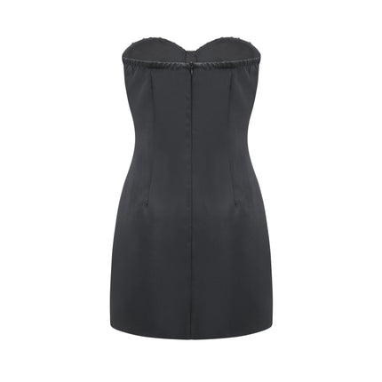 Helena Black Crystal Embellished Mini Dress