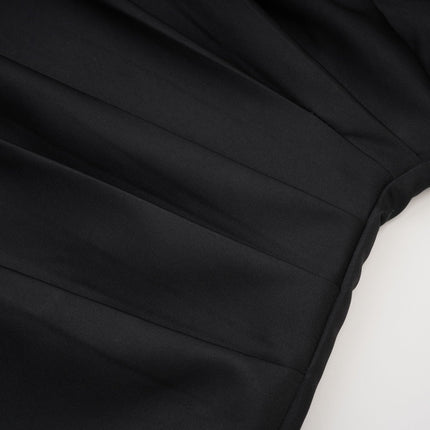Helena Black Mini Dress with Crystal Embellishments and Asymmetric Silhouette