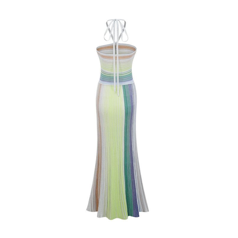 Helena Green Striped Glitter Maxi Dress